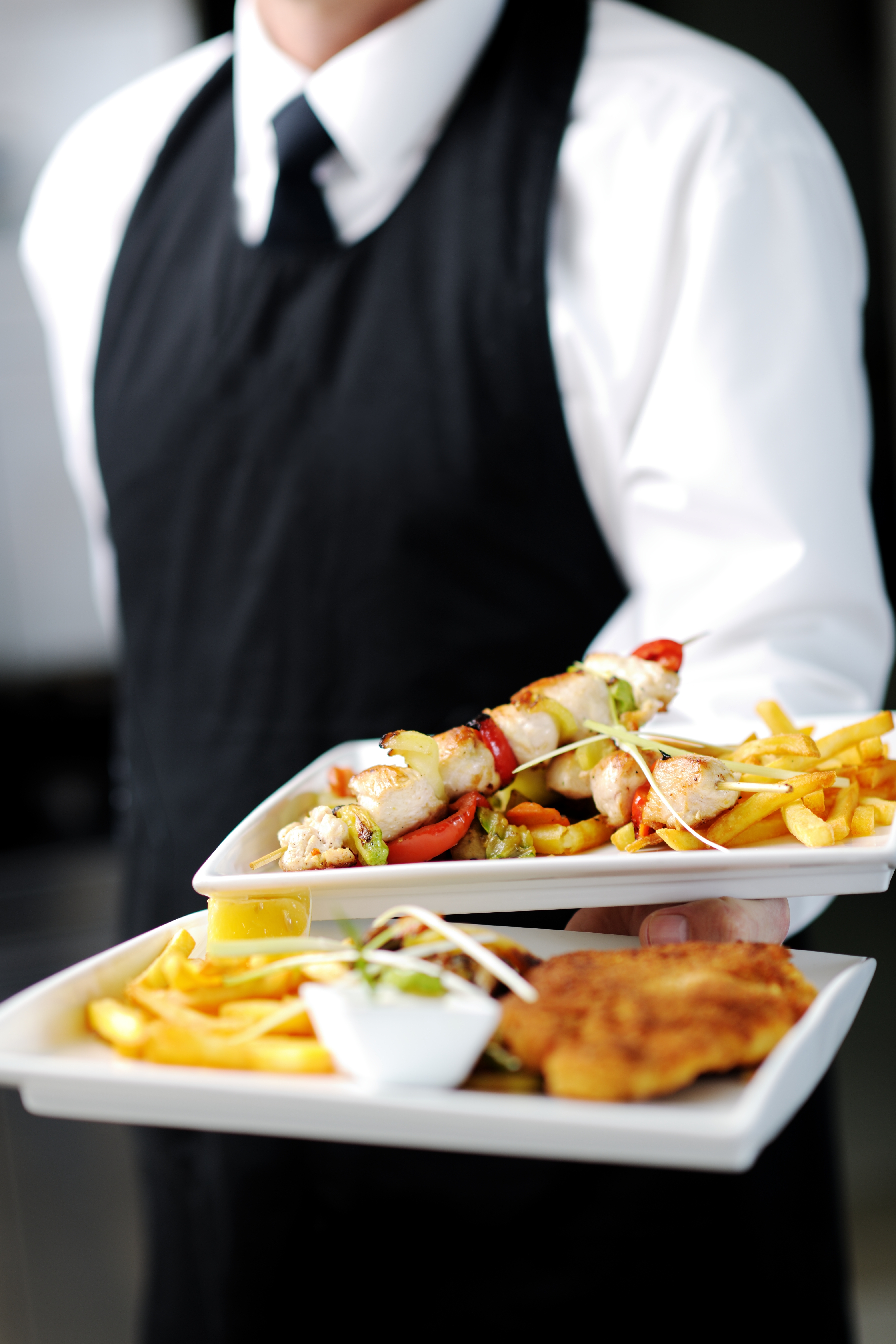 male chef presenting food meal in kitchen